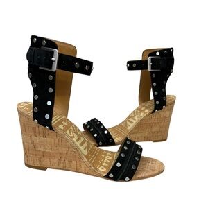 Dolce Vita Dante Studded Black Cork Wedge Sandals Size 8